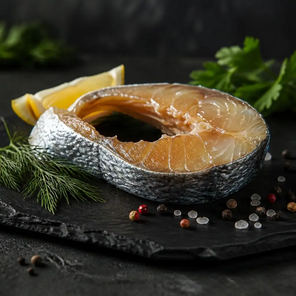 Сазан кольцо вяленый — вяленая рыба крупным планом на сланцевой доске, MaxFish Ростов-на-Дону