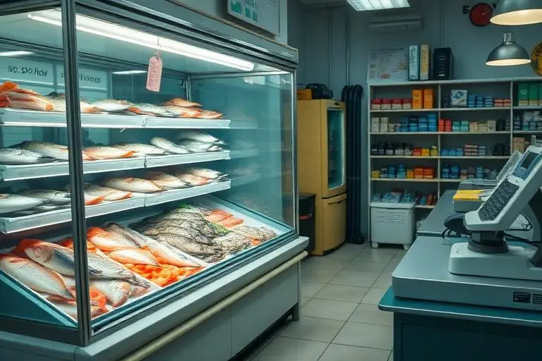 Витрины, морозильники, весы, касса